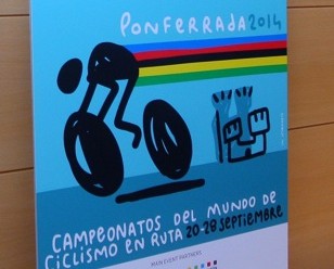 Cartel que anunciaba el Mundial de Ciclismo Ponferrada 2014