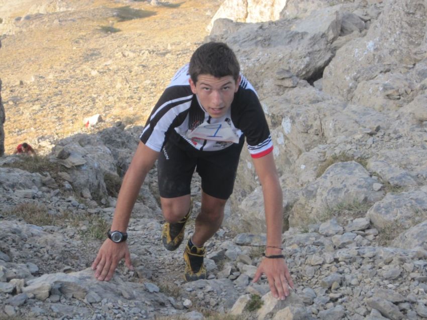 Merillas, durante una competición en Canfranc (Corredores de Montaña)