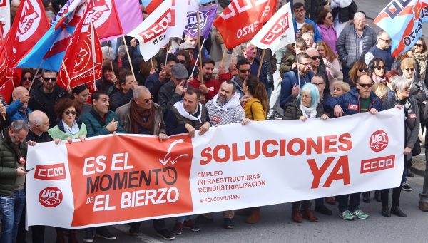 Manifestación por el futuro del Bierzo celebrada en febrero de 2020