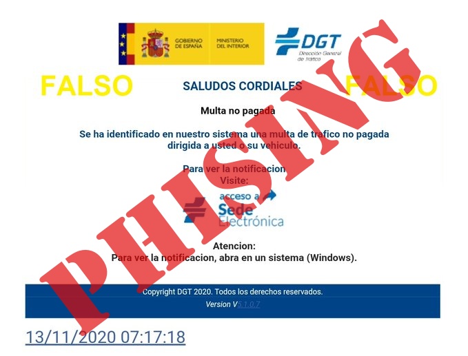 Correo falso DGT