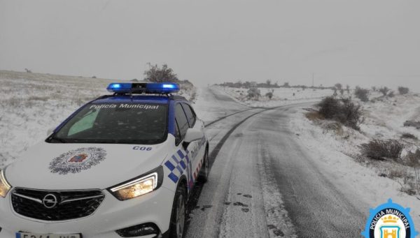 Nieve en las carreteras de Ponferrada / Policía Municipal de Ponferrada