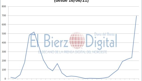 Positivos semanales de COVID-19 en el Bierzo