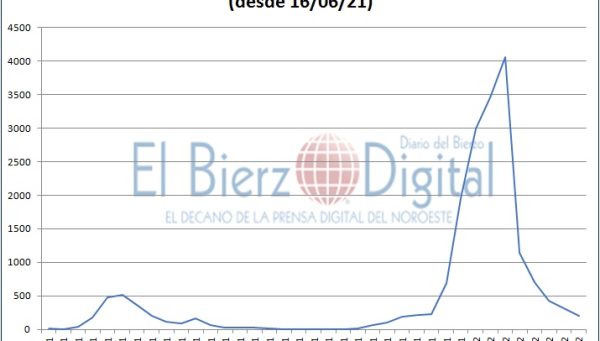 Positivos semanales de COVID-19 en el Bierzo