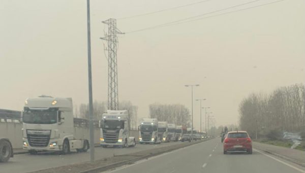 Protesta de camioneros en Ponferrada