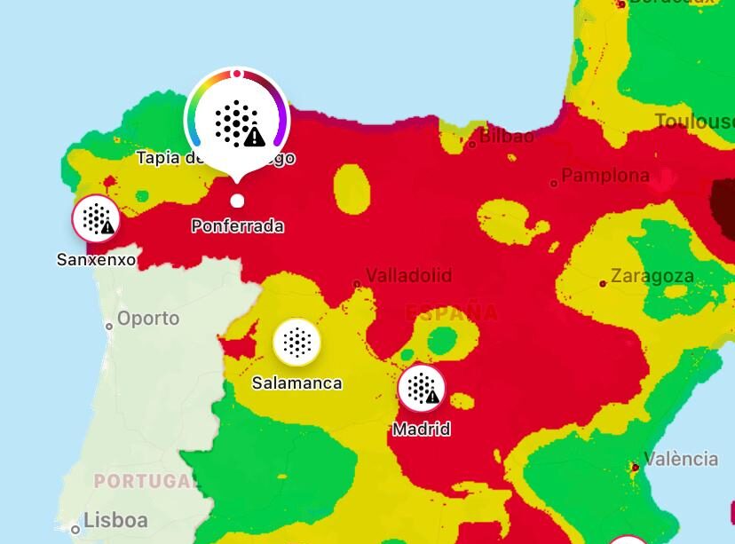 Mapa de la calidad del aire en España este martes 29 de marzo / EBD