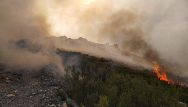 Incendio forestal en el campo de tiro del Teleno