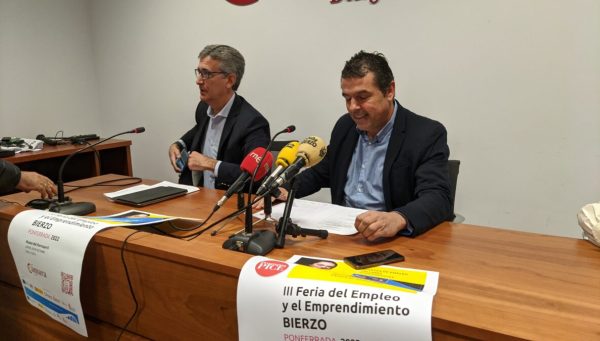 Javier Sanz y Javier Morán, durante la presentación de la III Feria del Empleo y el Emprendimiento del Bierzo