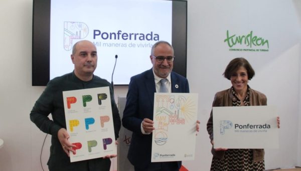 Juan Manuel Salví, Olegario Ramón y Concepción de Vega presentaron la nueva marca turística de Ponferrada en Intur