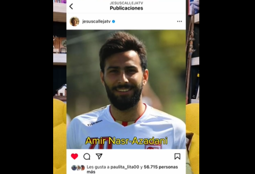 El futbolista Amir Nasr-Azadani. / Twitter @JesusCalleja