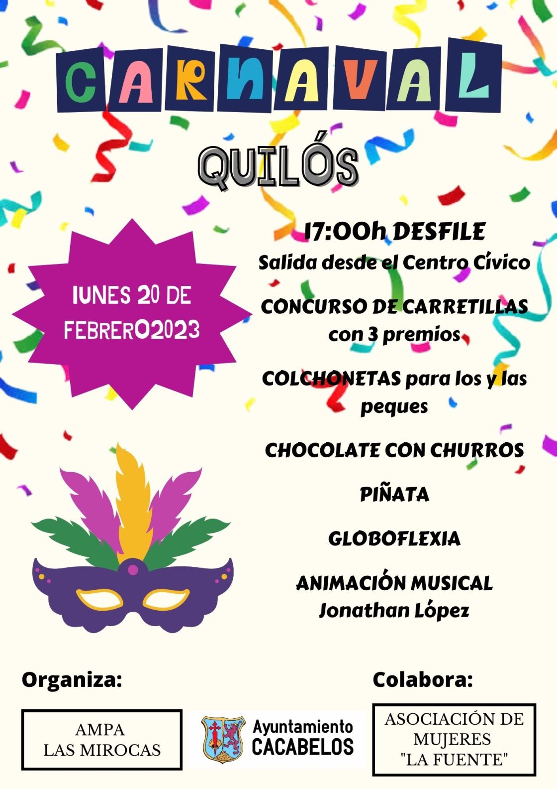 Cartel carnaval Quilós. / Ayuntamiento de Cacabelos 