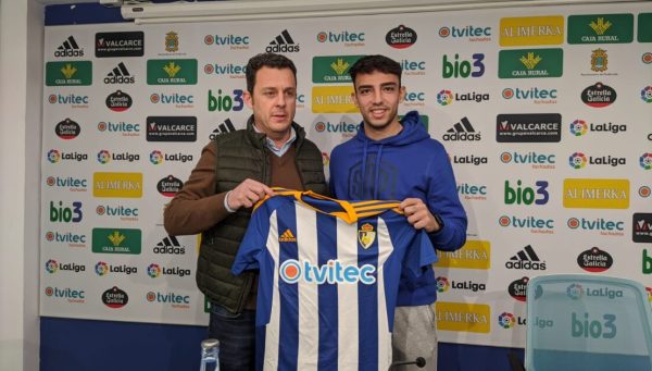 Eduardo Domínguez y Naím García, en la presentación de este último como jugador de la Ponferradina