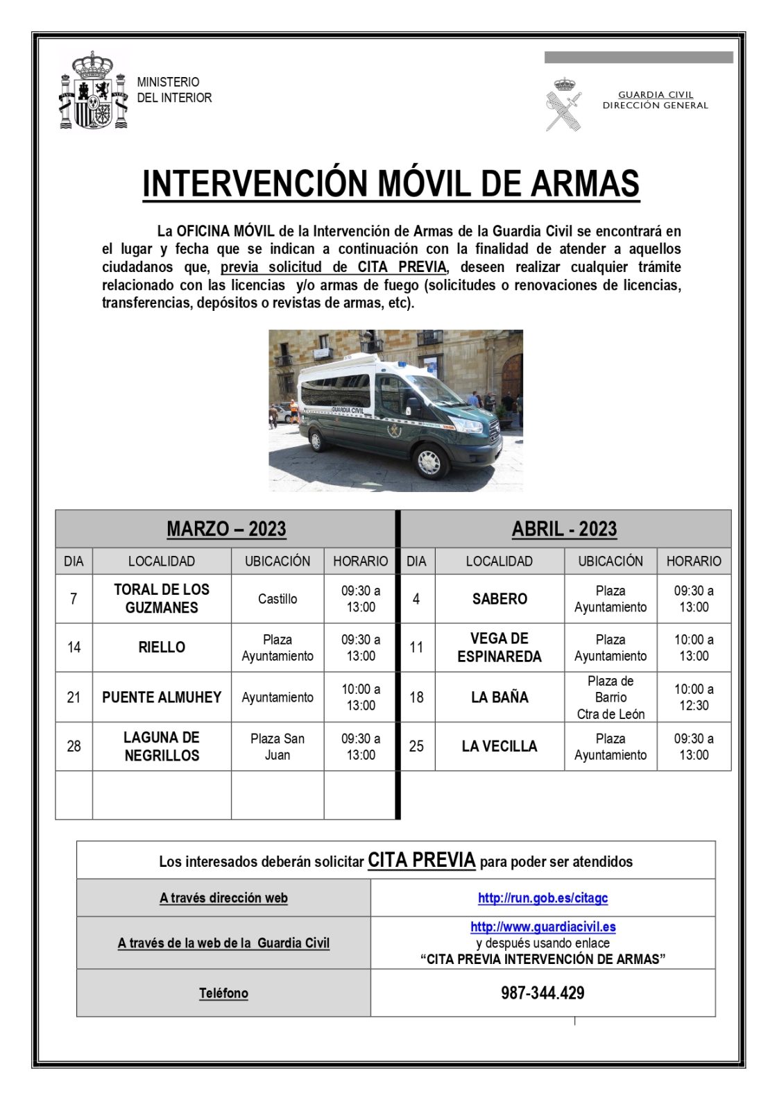 Cartel de la intervención móvil de armas.  / Subdelegación del Gobierno en León 