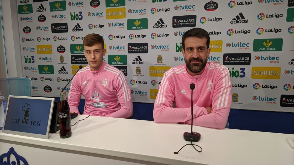 Jaime Llamas y David Barrio, en la sala de prensa de El Toralín