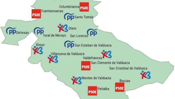 Partidos ganadores en las diferentes pedanías de Ponferrada