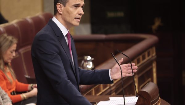 El presidente en funciones, Pedro Sánchez durante su intervención en el debate de investidura