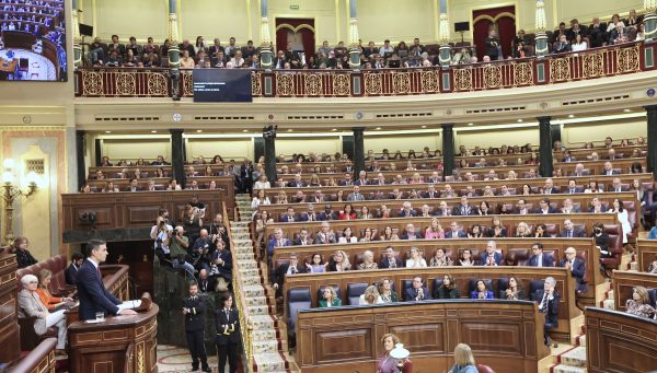 El presidente en funciones, Pedro Sánchez durante su intervención en el debate de investidura