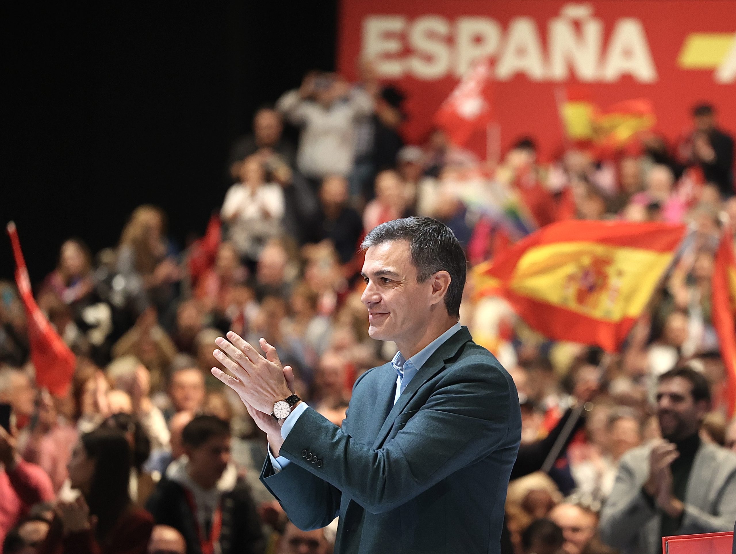 Pedro Sánchez, durante el acto celebrado este domingo en Madrid