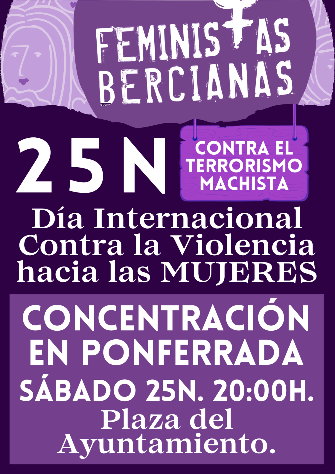 Cartel de la convocatoria feminista en Ponferrada. / EBD