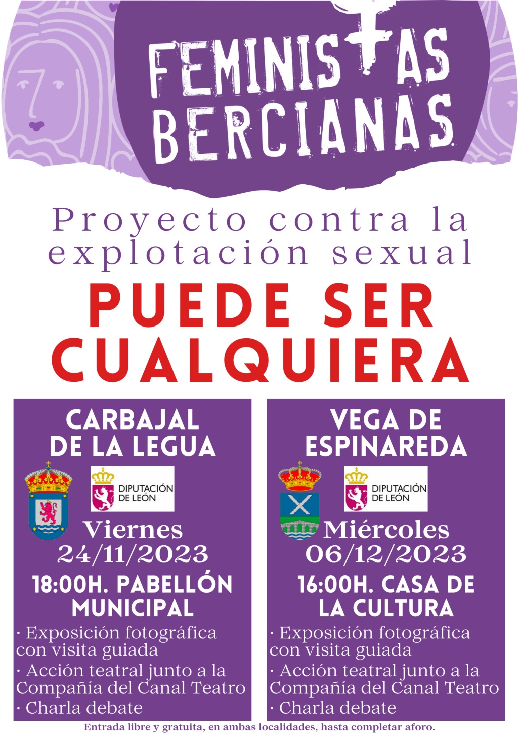 Cartel actividades Asociación Feministas Bercianas