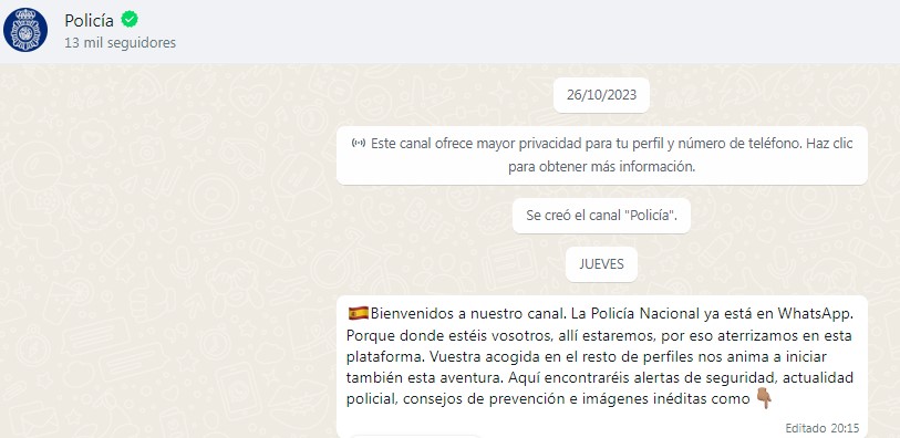 Canal de WhatsApp de la Policía Nacional. / EBD