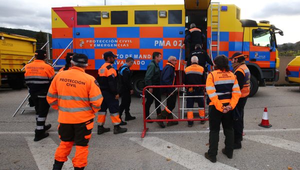 Puesto de mando instalado en la localidad ponferradina de Toral de Merayo para la búsqueda del hombre desaparecido hace seis días en Rimor