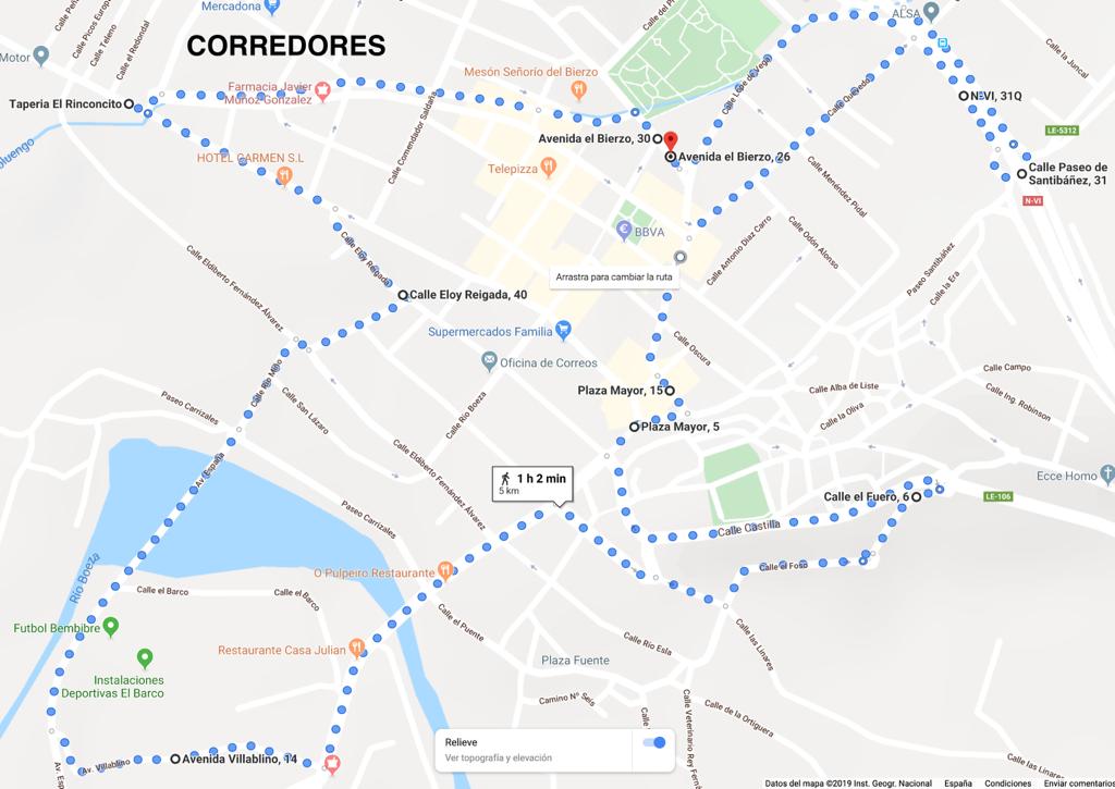 Circuito de corredores de la V Carrera Solidaria de Navidad Villa de Bembibre