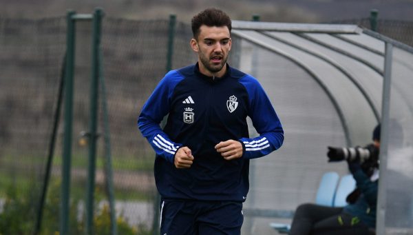 Andoni López, durante un entrenamiento en el Anexo de El Toralín