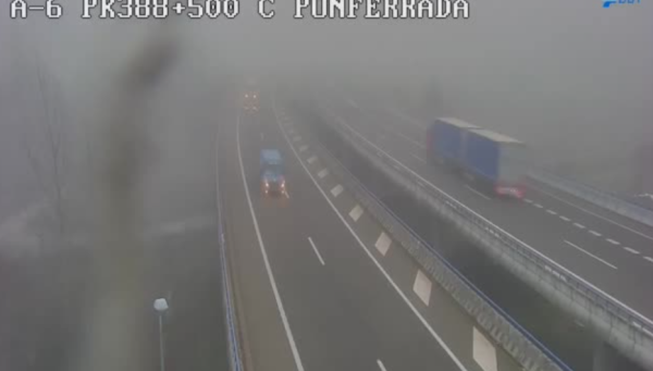 Niebla en la A-6 a su paso por el Bierzo