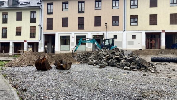 Obras de adecuación del entorno de las calles Cruz de Miranda y Pregoneros, en Ponferrada