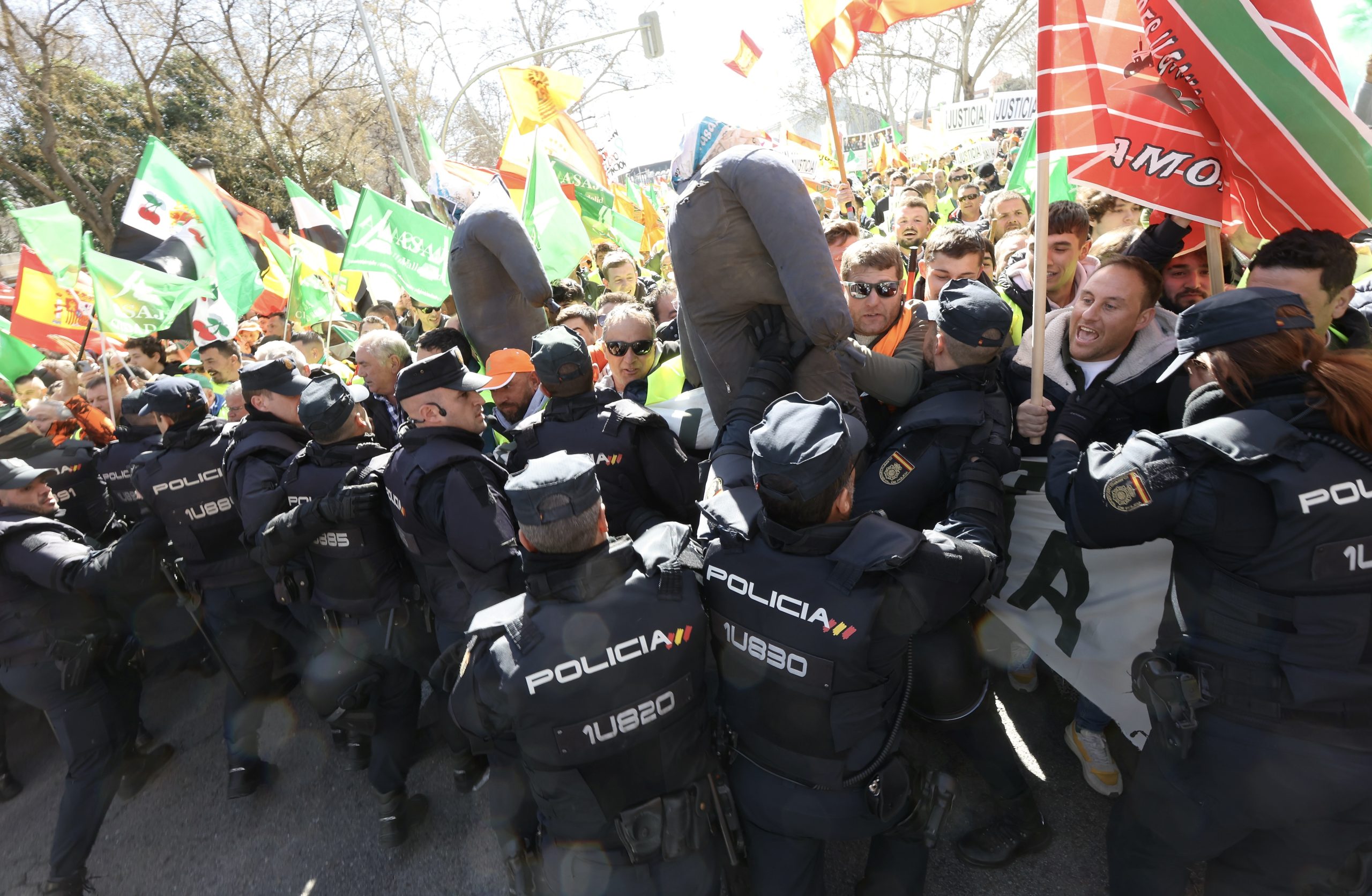 Manifestación de agricultores y ganaderos por el paseo de la Castellana en Madrid