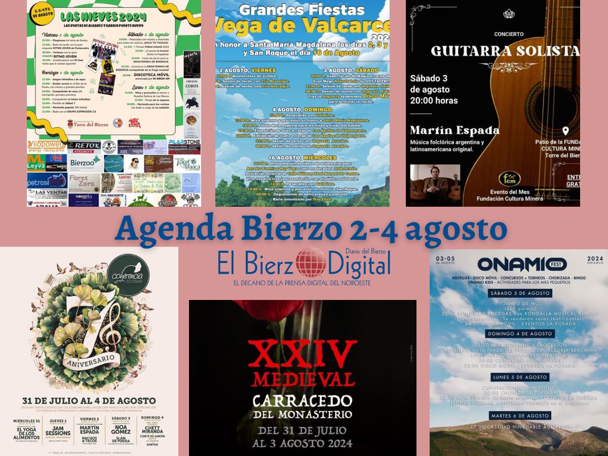 Agenda cultural en el Bierzo el fin de semana del 2,3 y 4 de agosto