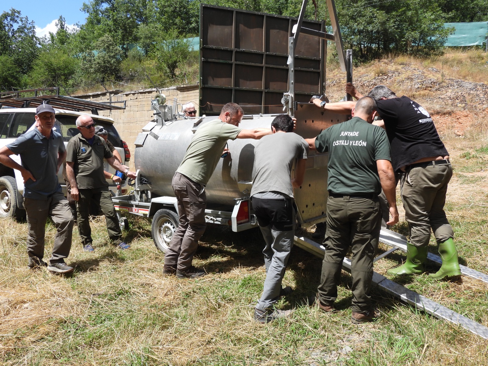 La osezna Cova, trasladada al recinto de aclimatación de osos pardos de la finca de Valsemana, en León, para avanzar hacia su reintroducción en el medio natural