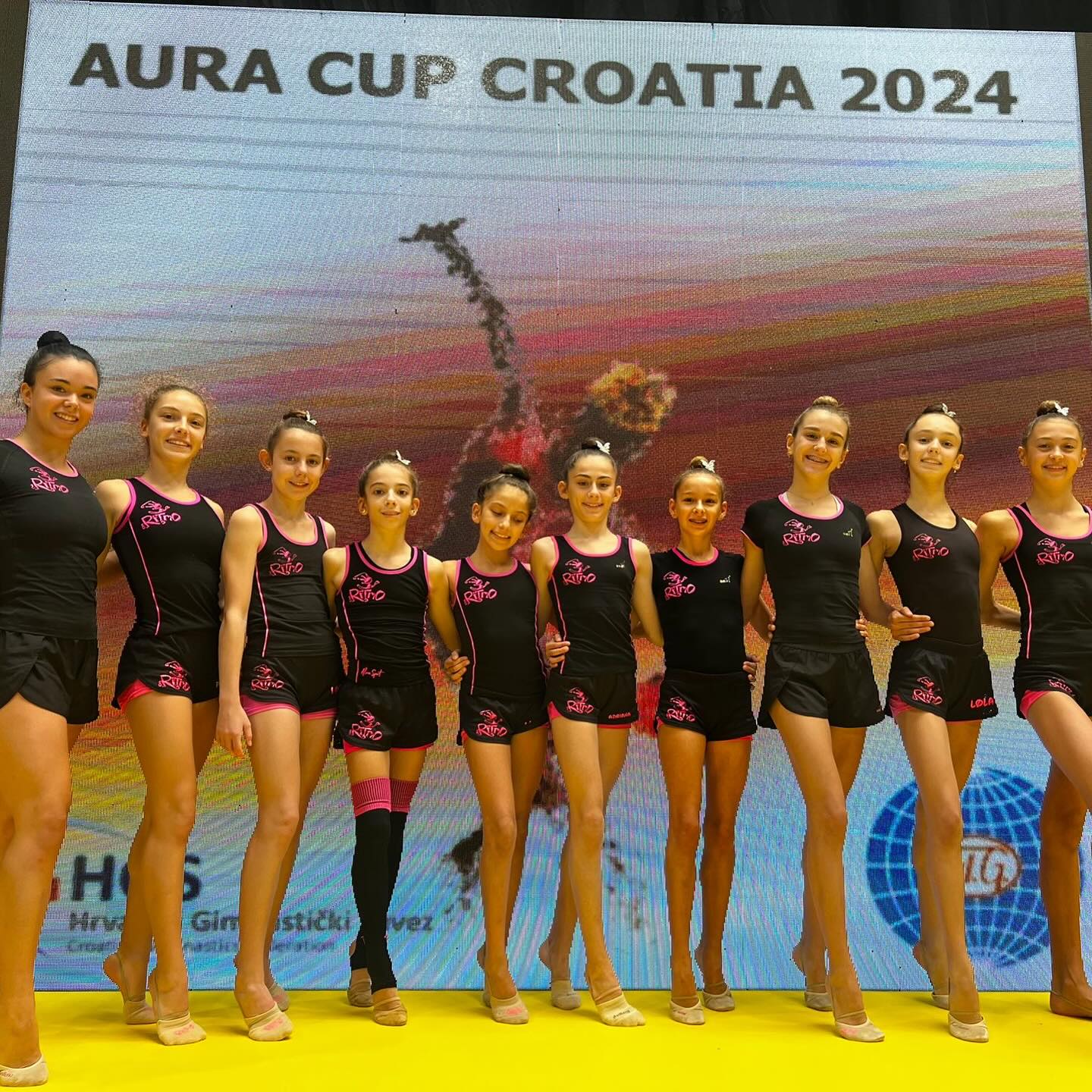 La ponferradina Nerea Rodríguez, primera posición con el aparato cuerda en el Aura Cup de Croacia. / Facebook Concepcionistas Ponferrada