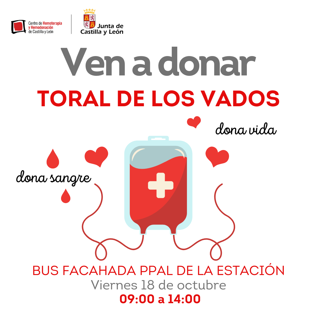 La unidad móvil para la donación de sangre estará en Toral de los Vados este jueves