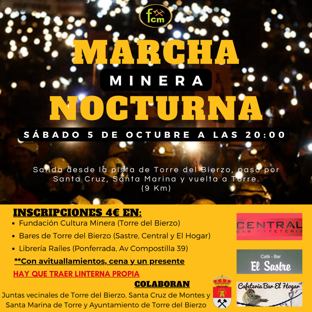 Cartel Marcha Minera Nocturna Torre del Bierzo