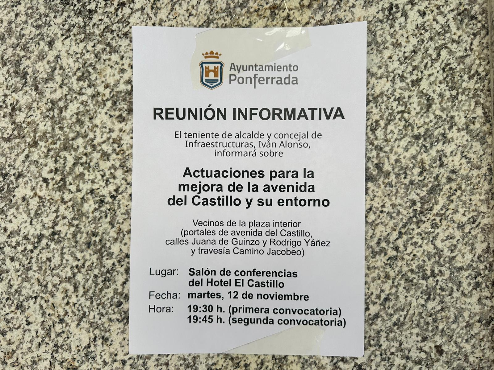 Reunión informativa para los vecinos de la plaza interior sobre las actuaciones de la avenida del Castillo