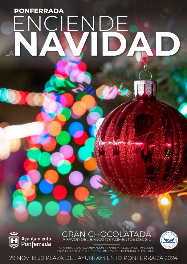 Cartel encendido luces Navidad Ponferrada