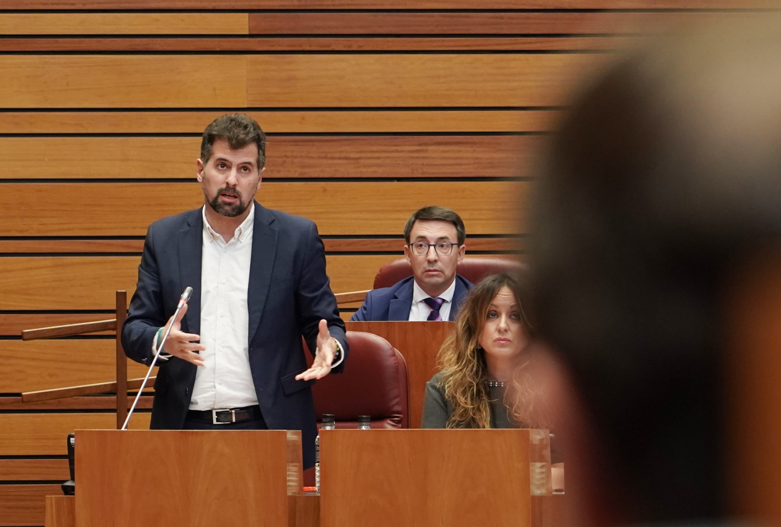 Luis Tudanca, durante el pleno de las Cortes de Castilla y León