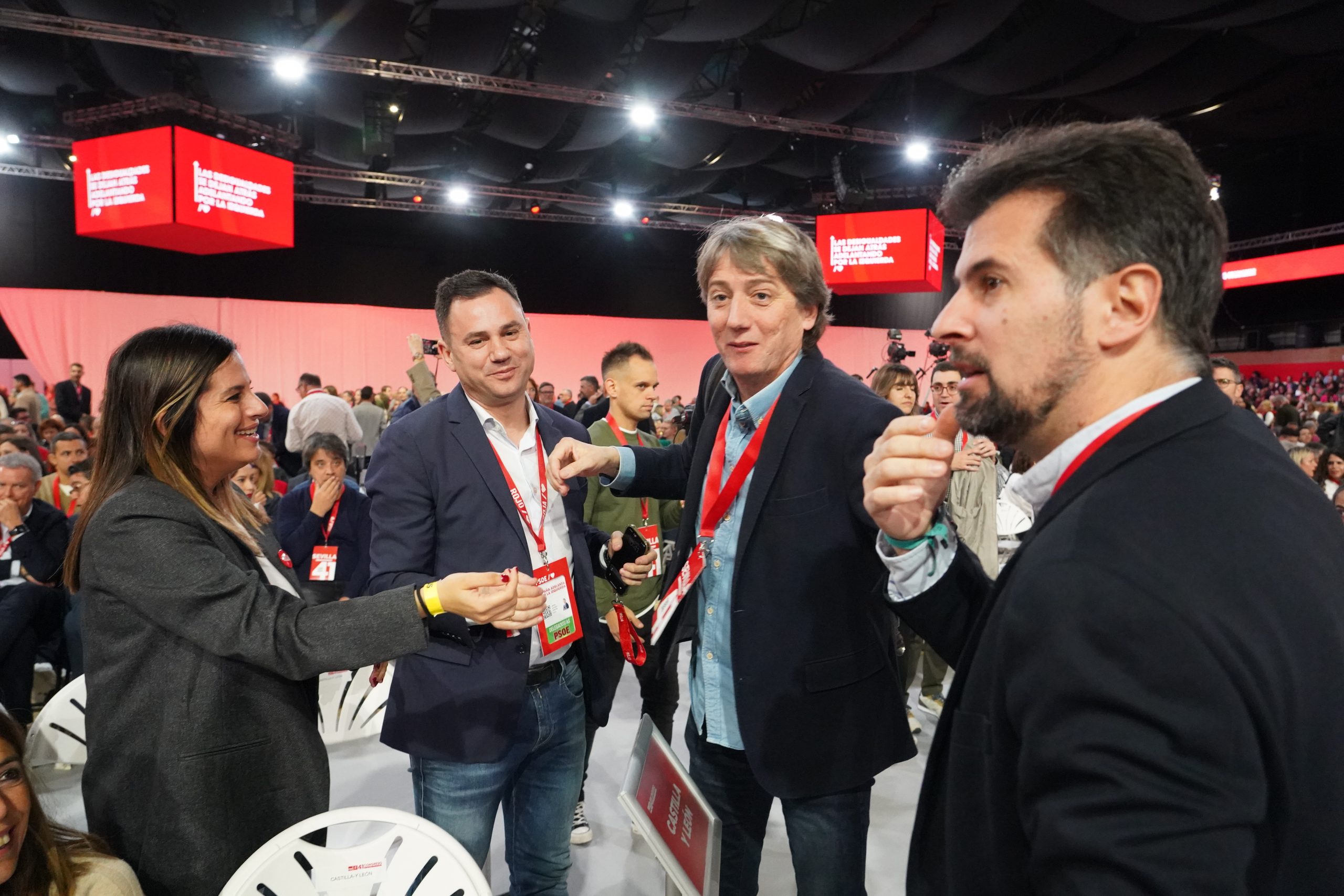 Nuria Rubio, Javier Cendón, Carlos Martínez y Luis Tudanca, en el Congreso Federal del PSOE