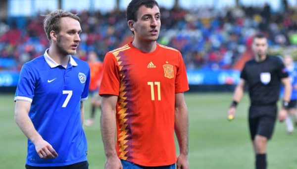 Mikel Oyarzabal, durante el España-Estonia disputadon en El Toralín en 2018