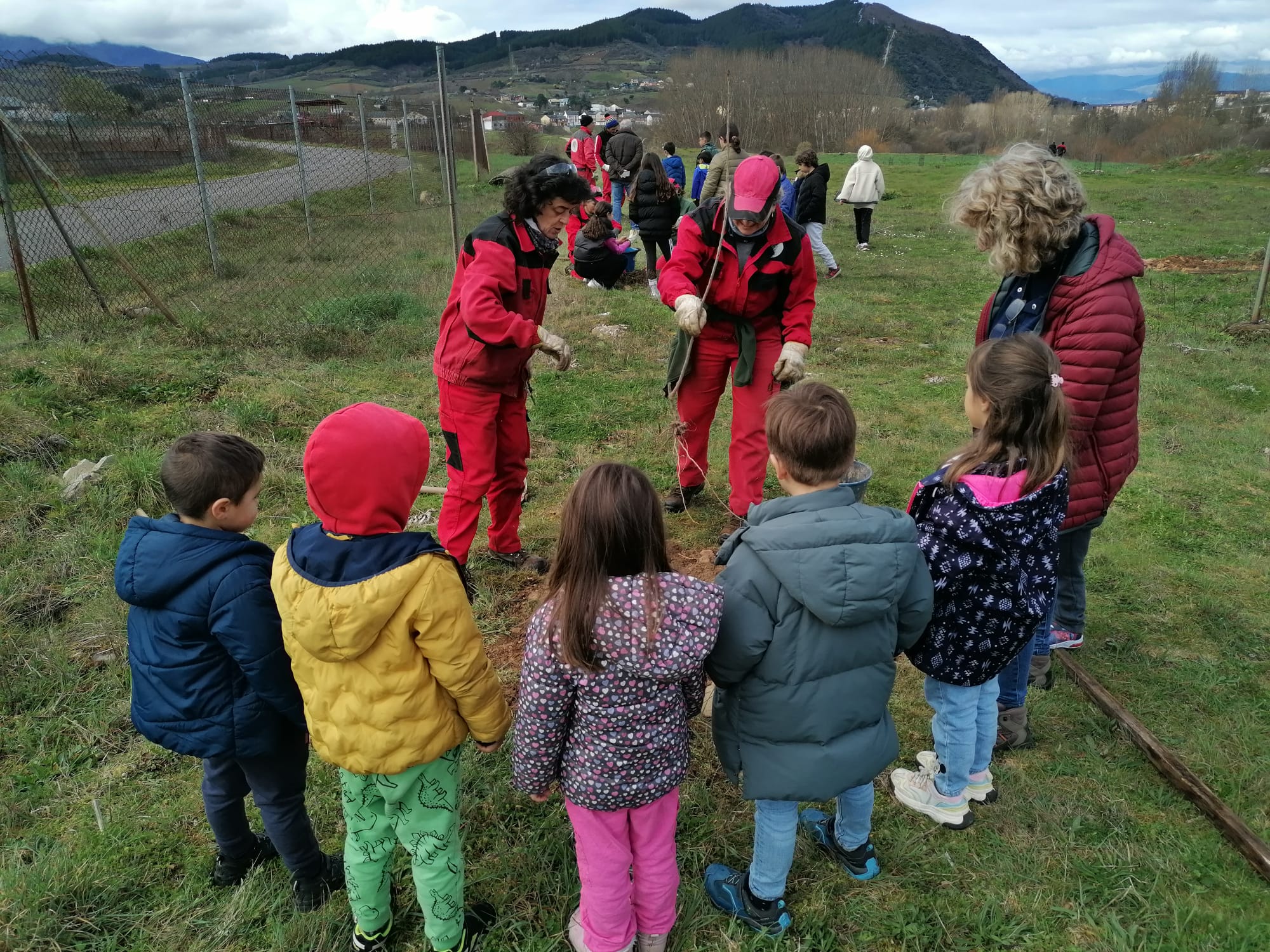 Escolares de Ponferrada plantan cerezos en el Camino de Santiago